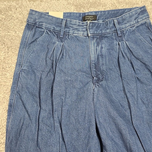 Banana Republic Jeans Womens 31 Blue High Rise Wide Leg Pleated Denim NWT - Picture 4 of 15